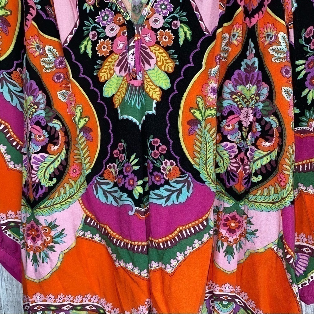 Rachel Zoe Boho Floral Print 3/4 Sleeve Peasant Blouse 1X Plus Size - Picture 2 of 6
